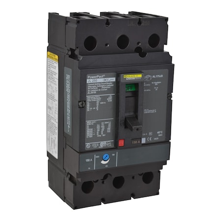 Molded Case Circuit Breaker, POWERPACT J Series, 175A, 3 Pole, 600V AC, 125kA at 240V AC MPN:JLL36175