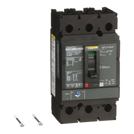 Molded Case Circuit Breaker, POWERPACT J Series, 225A, 3 Pole, 600V AC, 125kA at 240V AC MPN:JLL36225