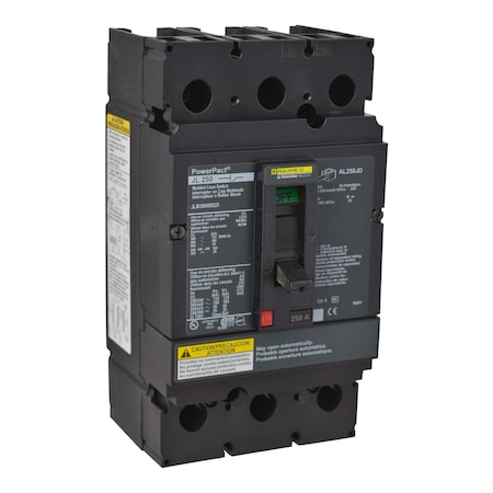 Molded Case Circuit Breaker, POWERPACT J Series, 250A, 3 Pole, 600V AC, 125kA at 240V AC MPN:JLM36000S25