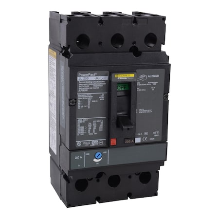 Molded Case Circuit Breaker, POWERPACT J Series, 225A, 3 Pole, 600V AC, 125kA at 240V AC MPN:JLP36225