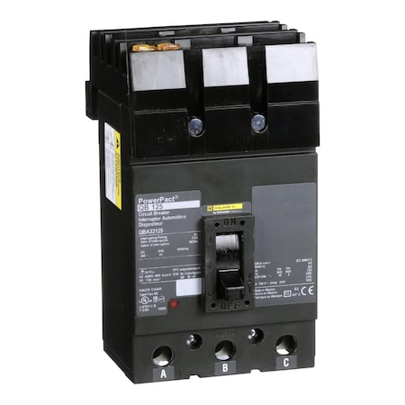 Molded Case Circuit Breaker, POWERPACT Q Series, 125A, 3 Pole, 240V AC, 10kA at 240V AC MPN:QBA32125