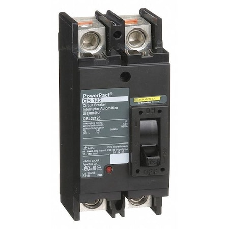 Molded Case Circuit Breaker, POWERPACT Q Series, 125A, 2 Pole, 240V AC, 10kA at 240V AC MPN:QBL22125