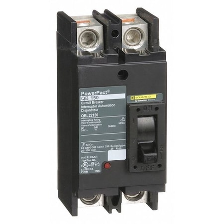 Molded Case Circuit Breaker, POWERPACT Q Series, 150A, 2 Pole, 240V AC, 10kA at 240V AC MPN:QBL22150