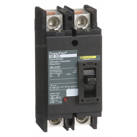 Molded Case Circuit Breaker, POWERPACT Q Series, 225A, 2 Pole, 240V AC, 10kA at 240V AC MPN:QBL22225