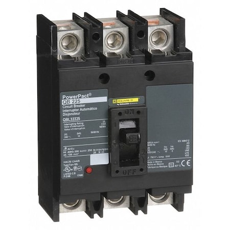 Molded Case Circuit Breaker, POWERPACT Q Series, 225A, 3 Pole, 240V AC, 10kA at 240V AC MPN:QBL32225