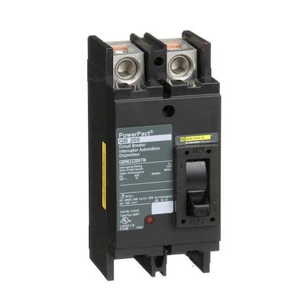 Molded Case Circuit Breaker, POWERPACT Q Series, 200A, 2 Pole, 240V AC, 10kA at 240V AC MPN:QBM22200TN
