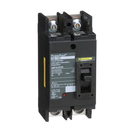 Molded Case Circuit Breaker, POWERPACT Q Series, 150A, 2 Pole, 240V AC, 10kA at 240V AC MPN:QBP22150TM