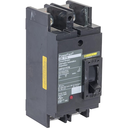 Molded Case Circuit Breaker, POWERPACT Q Series, 175A, 2 Pole, 240V AC, 10kA at 240V AC MPN:QBP22175TM