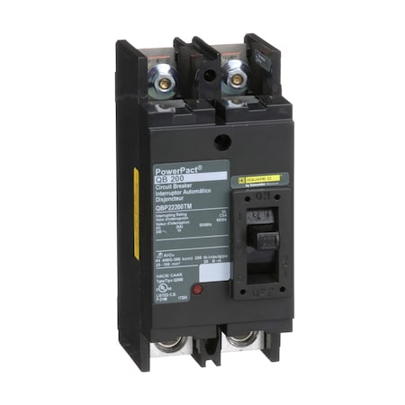Molded Case Circuit Breaker, POWERPACT Q Series, 200A, 2 Pole, 240V AC, 10kA at 240V AC MPN:QBP22200TM