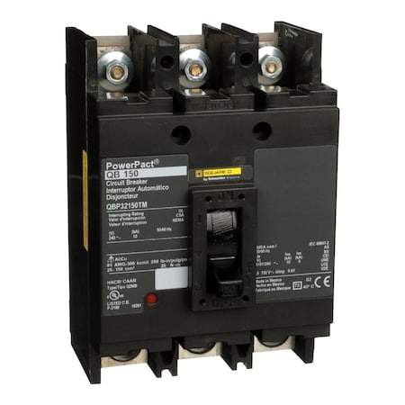 Molded Case Circuit Breaker, POWERPACT Q Series, 150A, 3 Pole, 240V AC, 10kA at 240V AC MPN:QBP32150TM