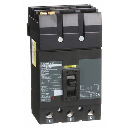 Molded Case Circuit Breaker, POWERPACT Q Series, 200A, 3 Pole, 240V AC, 25kA at 240V AC MPN:QDA32200