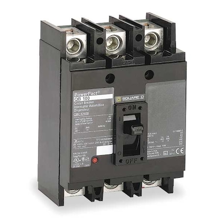 Molded Case Circuit Breaker, POWERPACT Q Series, 90A, 3 Pole, 240V AC, 25kA at 240V AC MPN:QDL32090