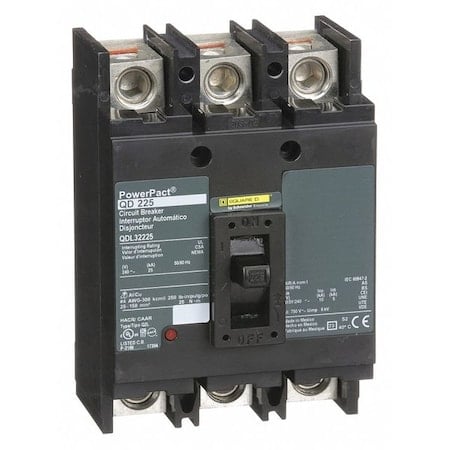 Molded Case Circuit Breaker, POWERPACT Q Series, 225A, 3 Pole, 240V AC, 25kA at 240V AC MPN:QDL32225