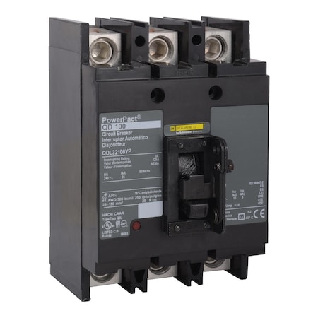 Molded Case Circuit Breaker, POWERPACT Q Series, 225A, 3 Pole, 240V AC, 25kA at 240V AC MPN:QDL32225YP