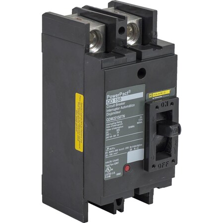 Molded Case Circuit Breaker, POWERPACT Q Series, 150A, 2 Pole, 240V AC, 25kA at 240V AC MPN:QDM22150TN