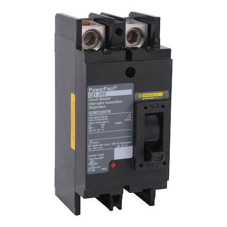 Molded Case Circuit Breaker, POWERPACT Q Series, 200A, 2 Pole, 240V AC, 25kA at 240V AC MPN:QDM22200TN