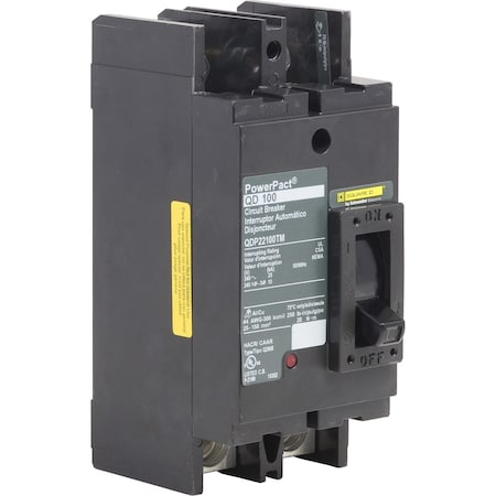 Molded Case Circuit Breaker, POWERPACT Q Series, 110A, 2 Pole, 240V AC, 25kA at 240V AC MPN:QDP22110TM