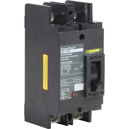 Molded Case Circuit Breaker, POWERPACT Q Series, 125A, 2 Pole, 240V AC, 25kA at 240V AC MPN:QDP22125TM
