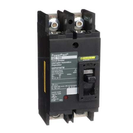 Molded Case Circuit Breaker, POWERPACT Q Series, 150A, 2 Pole, 240V AC, 25kA at 240V AC MPN:QDP22150TM