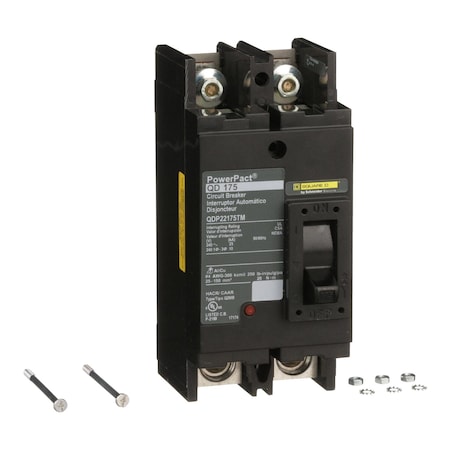 Molded Case Circuit Breaker, POWERPACT Q Series, 175A, 2 Pole, 240V AC, 25kA at 240V AC MPN:QDP22175TM