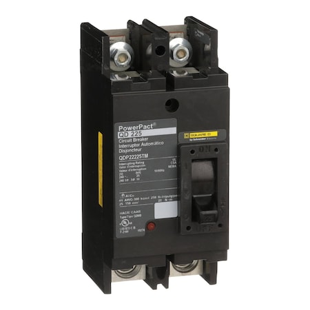 Molded Case Circuit Breaker, POWERPACT Q Series, 225A, 2 Pole, 240V AC, 25kA at 240V AC MPN:QDP22225TM