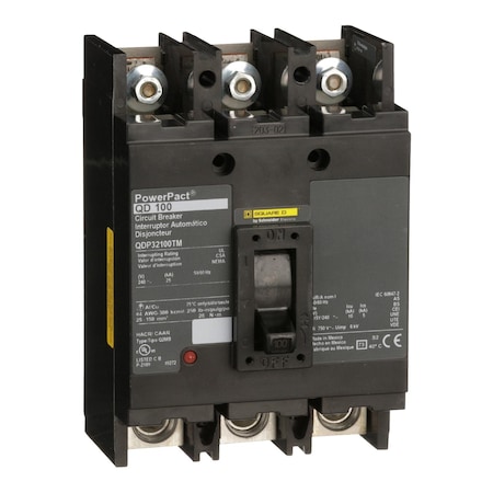 Molded Case Circuit Breaker, POWERPACT Q Series, 100A, 3 Pole, 240V AC, 25kA at 240V AC MPN:QDP32100TM