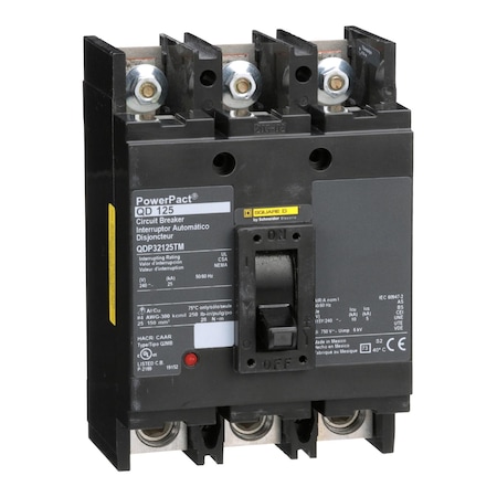 Molded Case Circuit Breaker, POWERPACT Q Series, 125A, 3 Pole, 240V AC, 25kA at 240V AC MPN:QDP32125TM