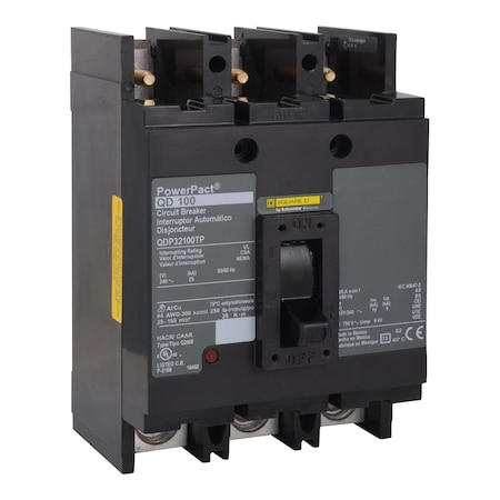 Molded Case Circuit Breaker, POWERPACT Q Series, 225A, 3 Pole, 240V AC, 25kA at 240V AC MPN:QDP32225TP