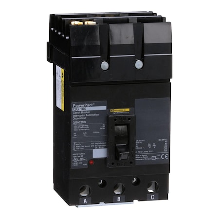 Molded Case Circuit Breaker, POWERPACT Q Series, 100A, 3 Pole, 240V AC, 65kA at 240V AC MPN:QGA32100