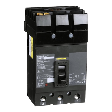 Molded Case Circuit Breaker, POWERPACT Q Series, 125A, 3 Pole, 240V AC, 65kA at 240V AC MPN:QGA32125