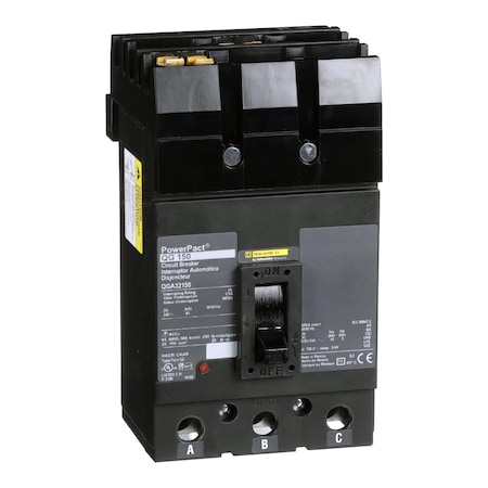 Molded Case Circuit Breaker, POWERPACT Q Series, 150A, 3 Pole, 240V AC, 65kA at 240V AC MPN:QGA32150