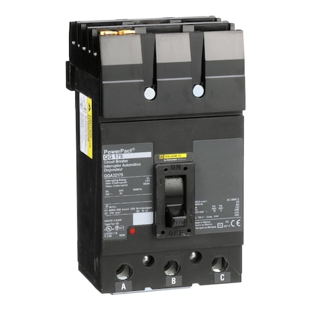Molded Case Circuit Breaker, POWERPACT Q Series, 175A, 3 Pole, 240V AC, 65kA at 240V AC MPN:QGA32175
