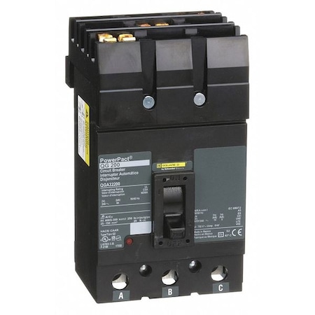 Molded Case Circuit Breaker, POWERPACT Q Series, 200A, 3 Pole, 240V AC, 65kA at 240V AC MPN:QGA32200