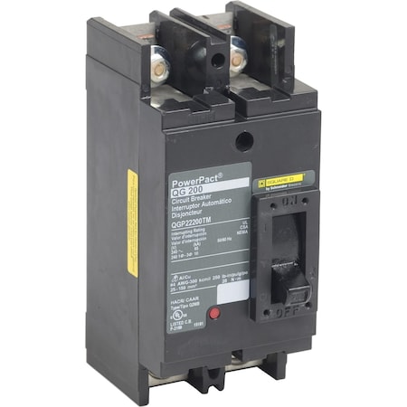 Molded Case Circuit Breaker, POWERPACT Q Series, 225A, 2 Pole, 240V AC, 65kA at 240V AC MPN:QGP22225TM