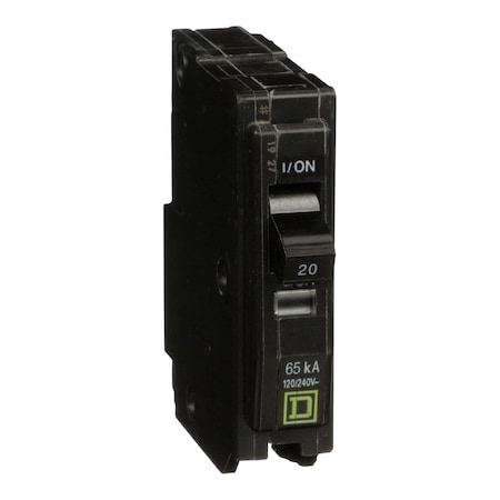 Miniature Circuit Breaker, QO Series, 20A, 1 Pole, 120/240V AC, 65kA at 120V AC MPN:QH120