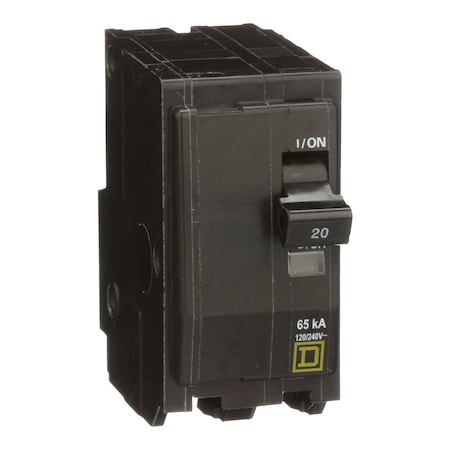 Miniature Circuit Breaker, QO Series, 20A, 2 Pole, 120/240V AC, 65kA at 120V AC MPN:QH220