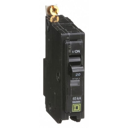 Miniature Circuit Breaker, QO Series, 20A, 1 Pole, 120/240V AC, 65kA at 120V AC MPN:QHB120