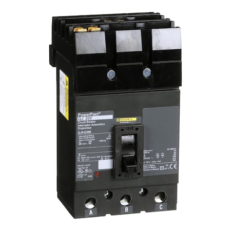 Molded Case Circuit Breaker, POWERPACT Q Series, 200A, 3 Pole, 240V AC, 100kA at 240V AC MPN:QJA32200