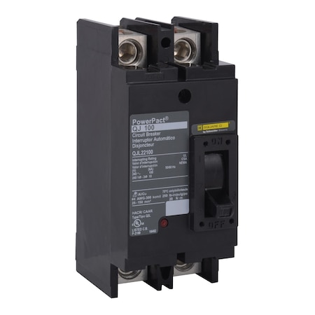Molded Case Circuit Breaker, POWERPACT Q Series, 200A, 2 Pole, 240V AC, 100kA at 240V AC MPN:QJL22200