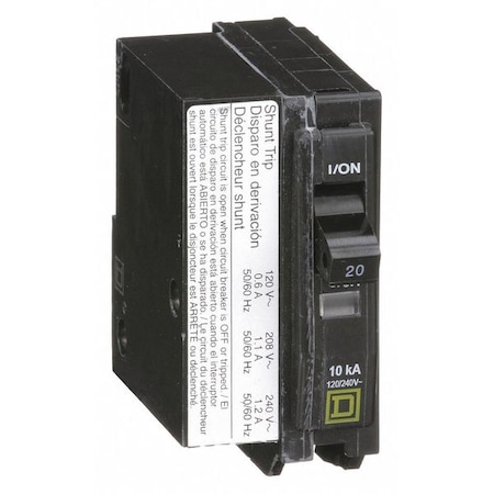 Miniature Circuit Breaker, QO Series, 20A, 1 Pole, 120/240V AC, 10kA at 120/240V AC MPN:QO1201021