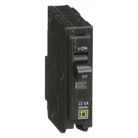 Miniature Circuit Breaker, QO Series, 20A, 1 Pole, 120/240V AC, 22kA at 120/240V AC MPN:QO120VH