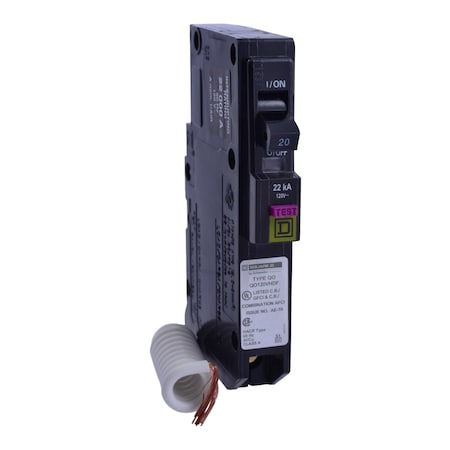 Miniature Circuit Breaker, QO Series, 20A, 1 Pole, 120V AC, 22kA at 120V AC MPN:QO120VHDF