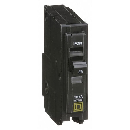 Miniature Circuit Breaker, QO Series, 25A, 1 Pole, 120/240V AC, 10kA at 120/240V AC MPN:QO125
