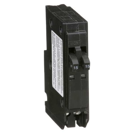 Miniature Circuit Breaker, QO Series, 15/15A, 2x1 Pole, 120/240V AC, 10kA at 120/240V AC MPN:QO1515