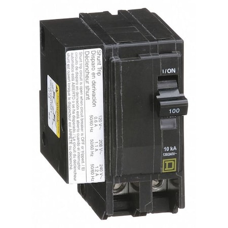 Miniature Circuit Breaker, QO Series, 100A, 2 Pole, 120/240V AC, 10kA at 120/240V AC MPN:QO21001021