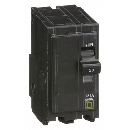 Miniature Circuit Breaker, QO Series, 20A, 2 Pole, 120/240V AC, 22kA at 120/240V AC MPN:QO220VH