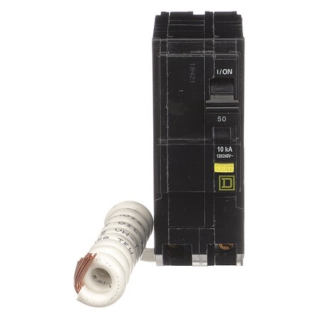 Miniature Circuit Breaker, QO Series, 50A, 2 Pole, 120/240V AC, 10kA at 120/240V AC, A Curve MPN:QO250GFIC