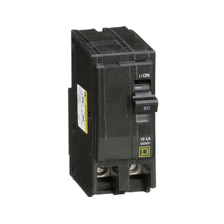 Miniature Circuit Breaker, QO Series, 80A, 2 Pole, 120/240V AC, 10kA at 120/240V AC MPN:QO280