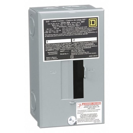Load Center, QO, 2 Spaces, 30A, 120/240V AC, Main Lug, 1 Phase MPN:QO2L30S