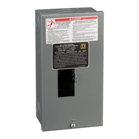 Load Center, QO, 2 Spaces, 70A, 120/240V AC, Fixed Main Lug, 1 Phase MPN:QO2L70S